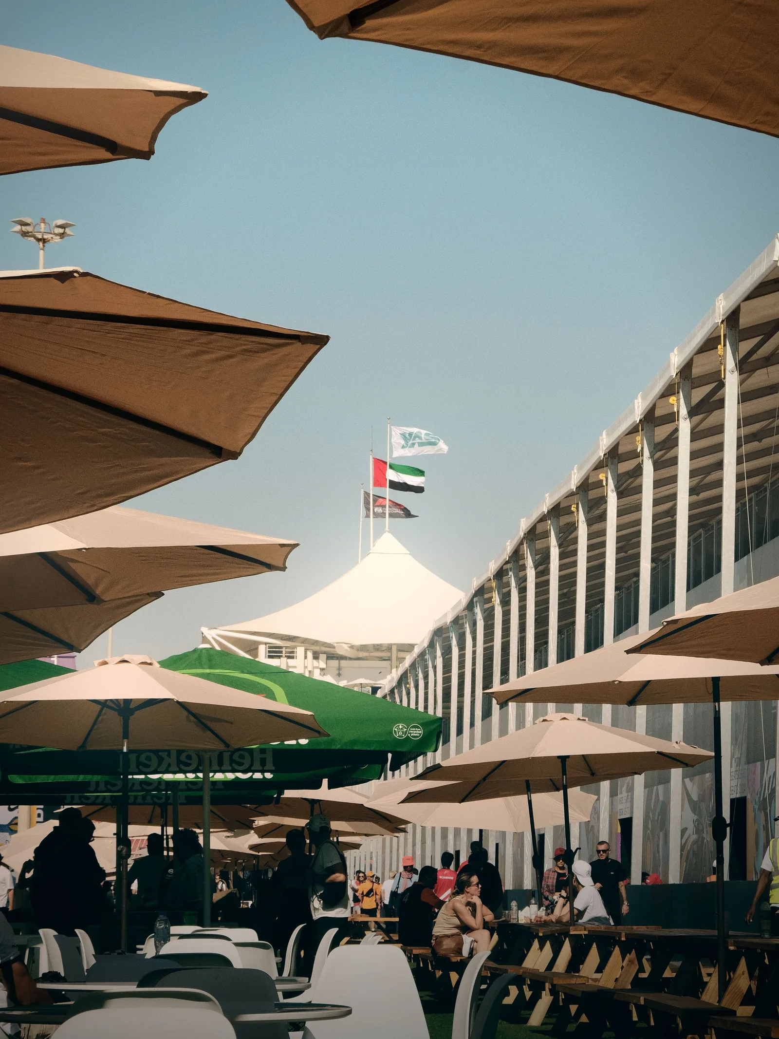 Hospitality terraces at Yas Marina Circuit, December 2024.